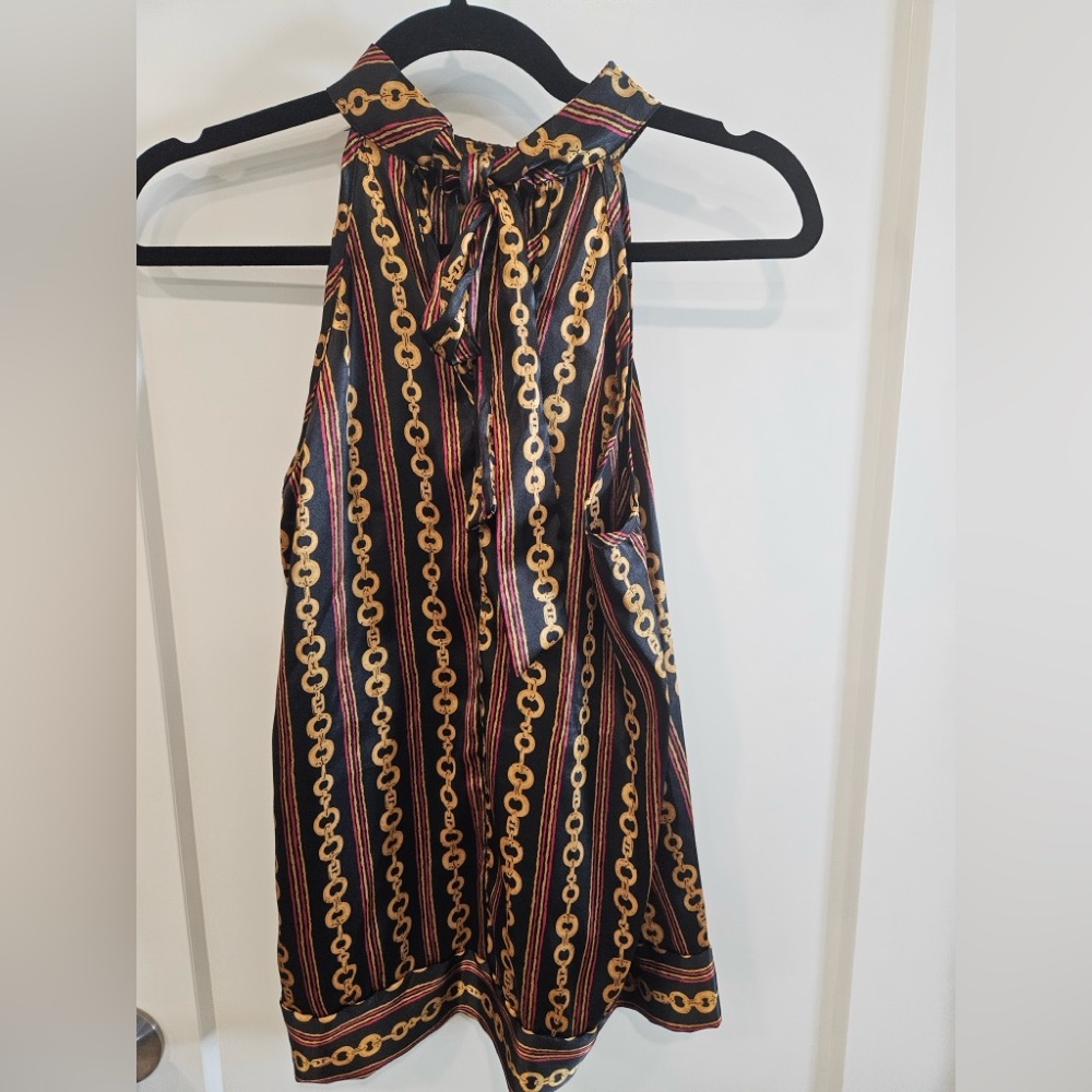 Forever Black and Gold Chain Print Top